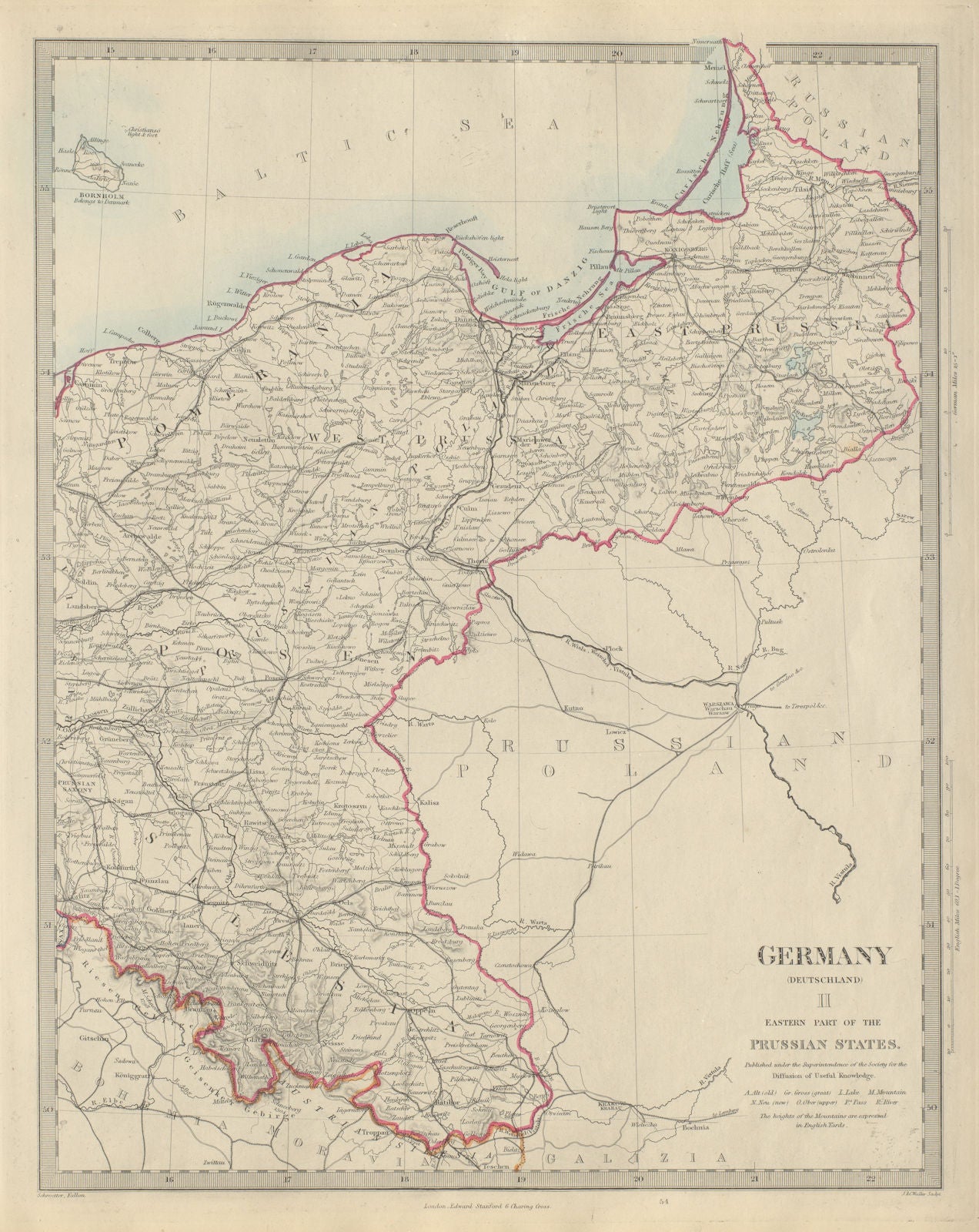 GERMANY DEUTSCHLAND Eastern Prussian States Silesia Pomerania. SDUK 1874 map